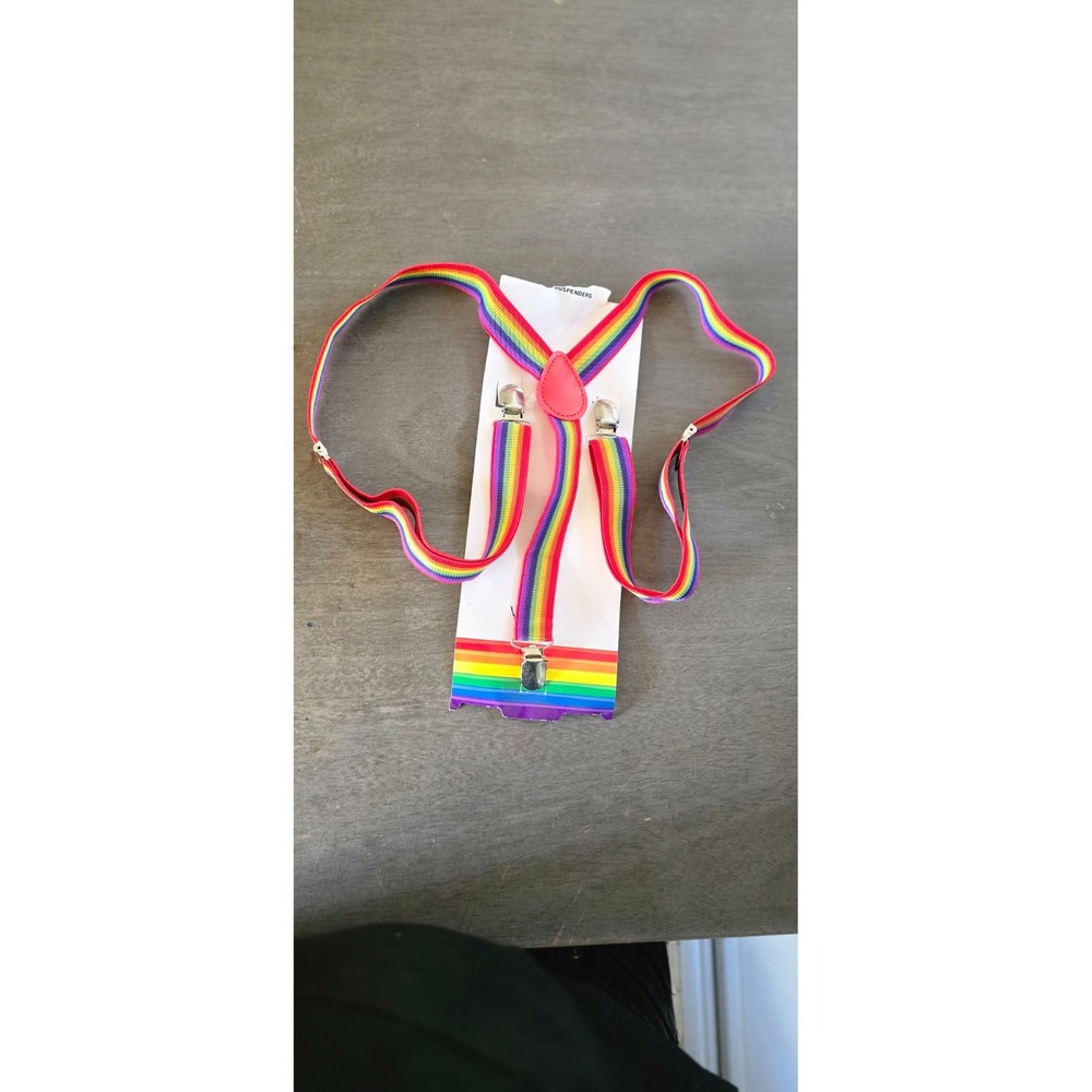 KASCLINO Suspenders for Women and Men, Y-Back Pant Clips, 3 Clips Rainbow Suspen